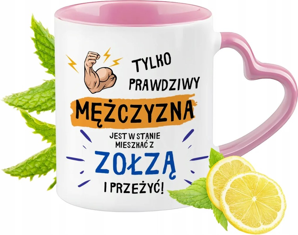 Vicces Rózsaszín Bögre Szív Alakú Füllel Ajándék