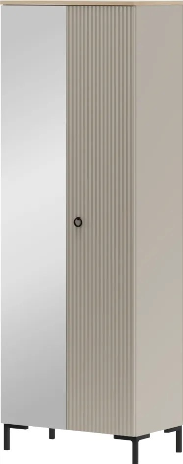 Szekrény tükörrel, szürkésbarna Taupe/silverjack tölgy, DOMCA 2D