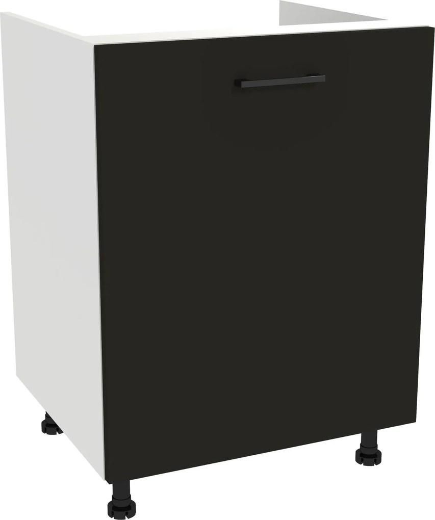 Konyhaszekrény alsó mosogató alá 60 Capri korpusz fehér front fekete matt