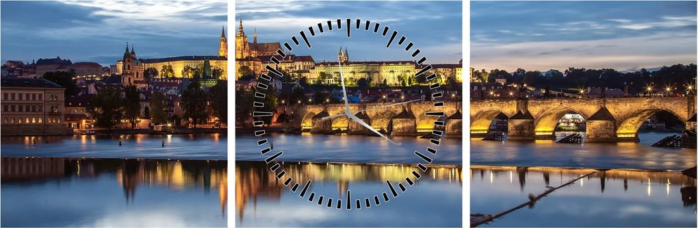 A prágai vár és a Károly-híd képe (órával) (90x30 cm)