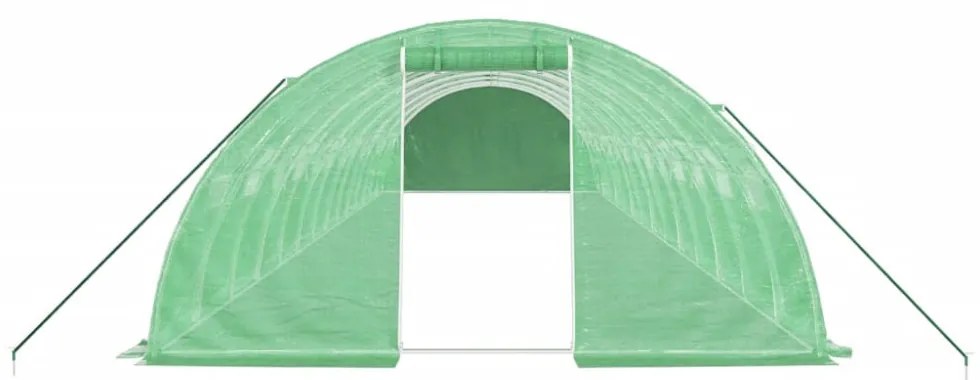 zöld acélvázas melegház 56 m² 14 x 4 x 2 m