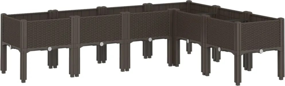 vidaXL barna PP rácsos kerti ültetőláda 160 x 120 x 42 cm
