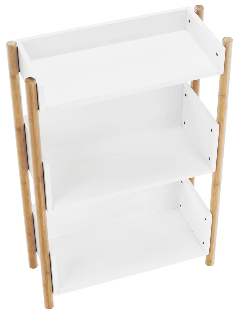 3 polcos állvány, természetes bambusz/fehér, BALTIKA TYP 2