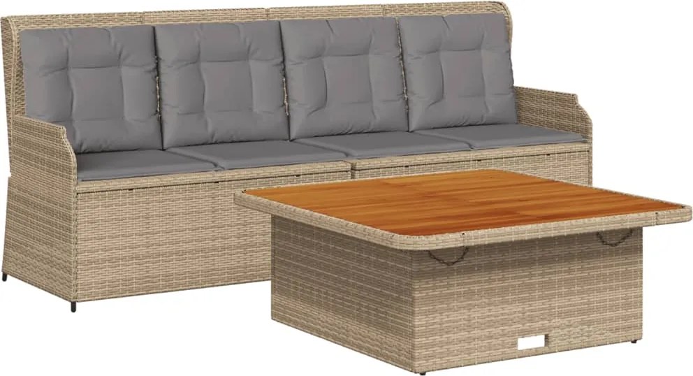 vidaXL 3 részes bézs polyrattan kerti ülőgarnitúra párnákkal