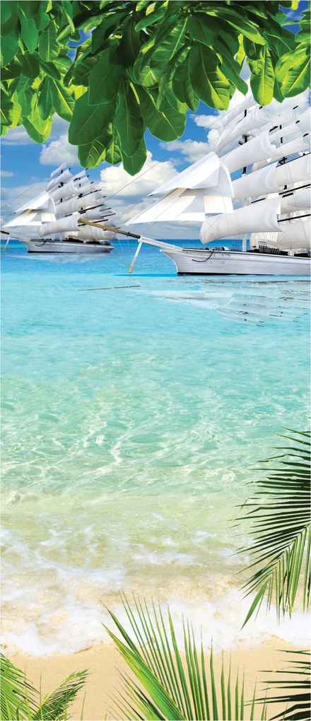 Flizelin fotótapéta Vitorlások Trópusi paradicsom kék 91x211 +ragasztó