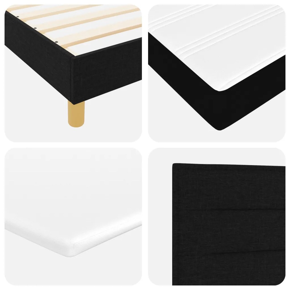Boxspring Ágy Matrac nélkül - Fekete, 160x200 cm, Szövet