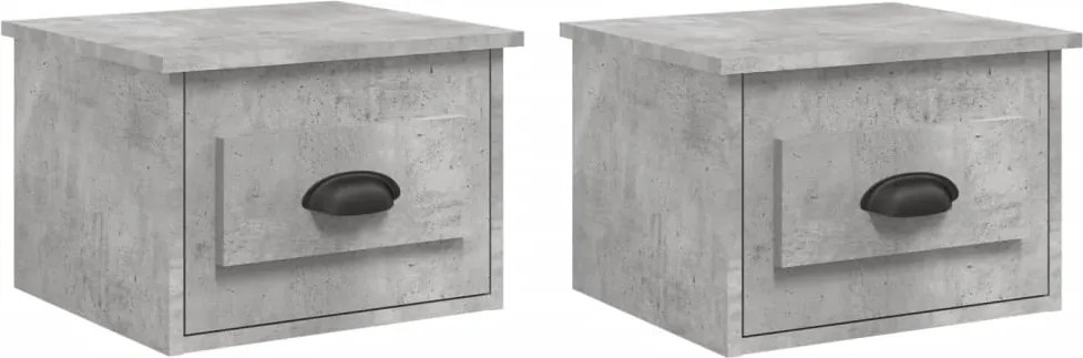 vidaXL 2 db betonszürke falra szerelhető éjjeliszekrény 41,5x36x28 cm