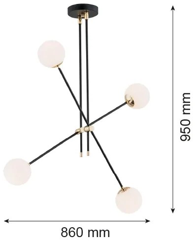 Argon 1696 - Csillár rúdon ABSTRACT 4xE14/7W/230V fekete