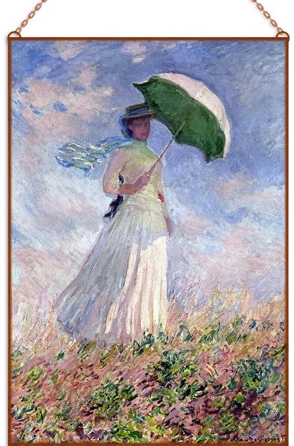 Monet - Hölgy napernyővel 3 üvegkép, falikép