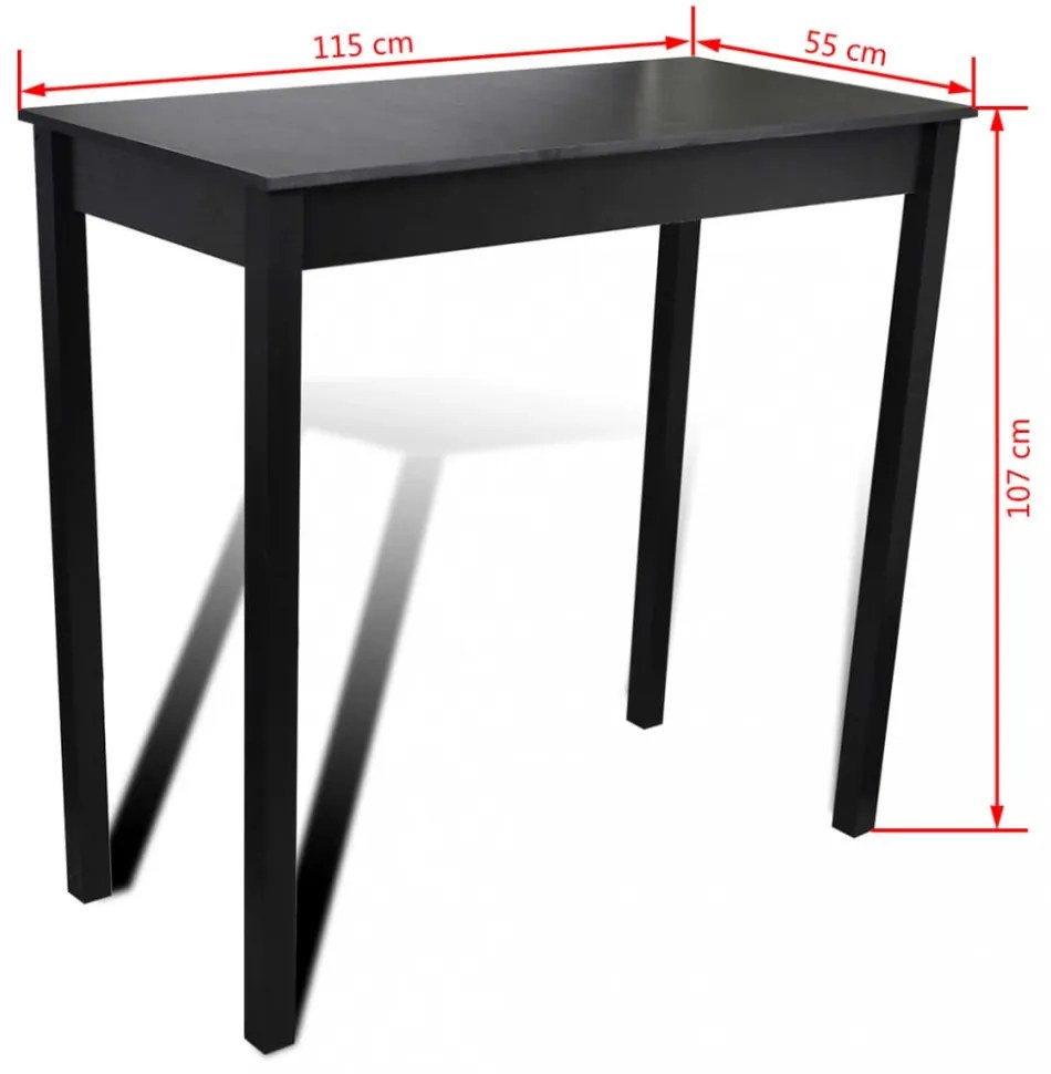 fekete MDF bárasztal 115 x 55 x 107 cm