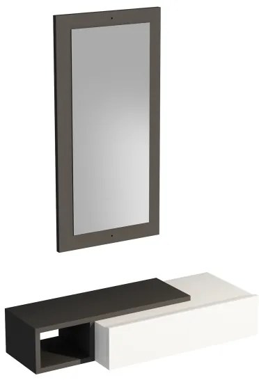 Fali polc + fali tükör VIEN fehér/antracit