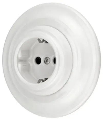 Bohemia-Design - porcelán retro fali dugalj kerettel SCHUKO 250V/16A fehér