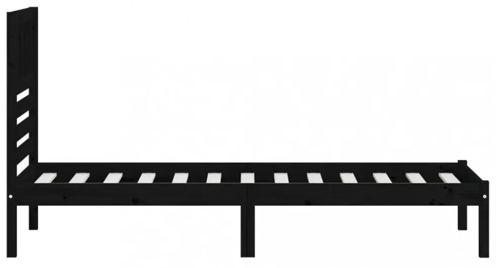 fekete tömör fenyőfa ágykeret 100 x 200 cm