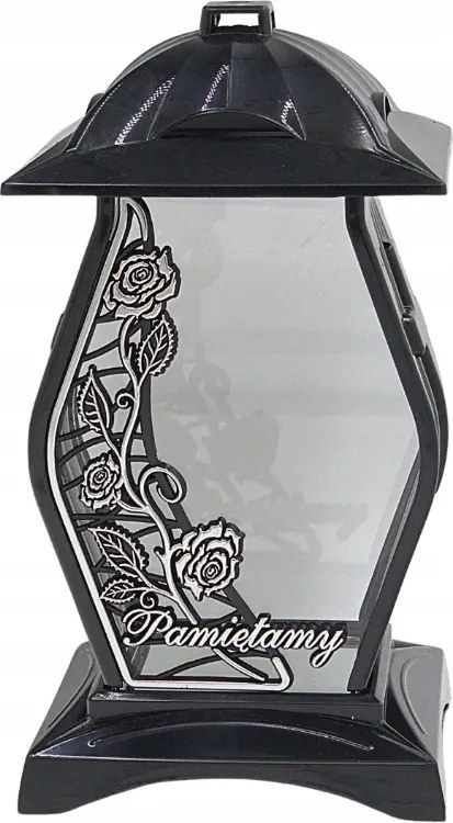 Üveg mécses Sírkő kápolna Emlékezünk ezüst Nagy 32cm