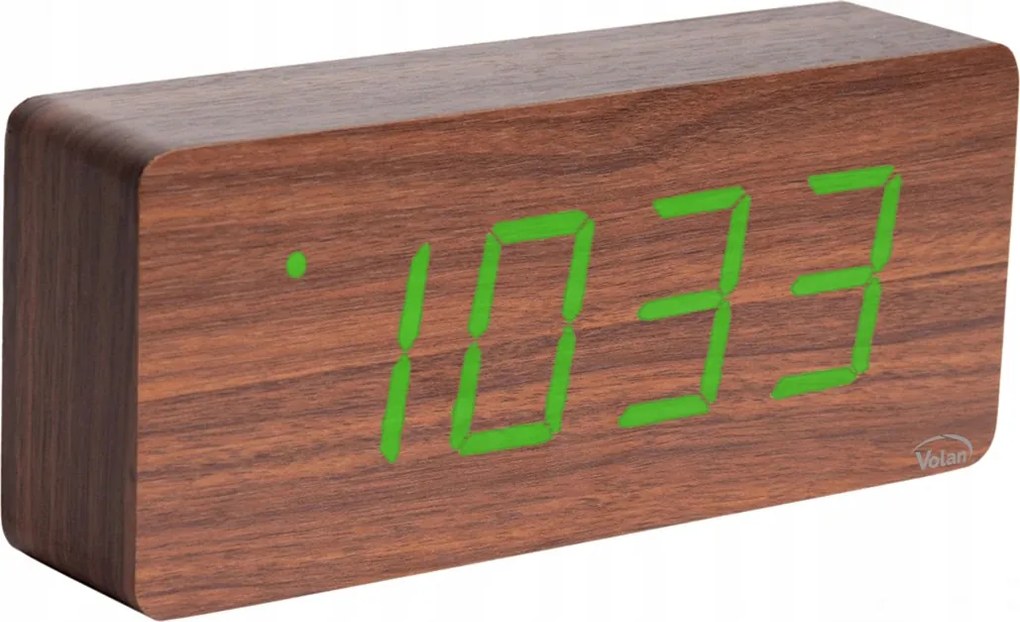 Nagy Óra Elektronikus Led Ébresztőóra Fából készült digitális álló Dat Hőmérő