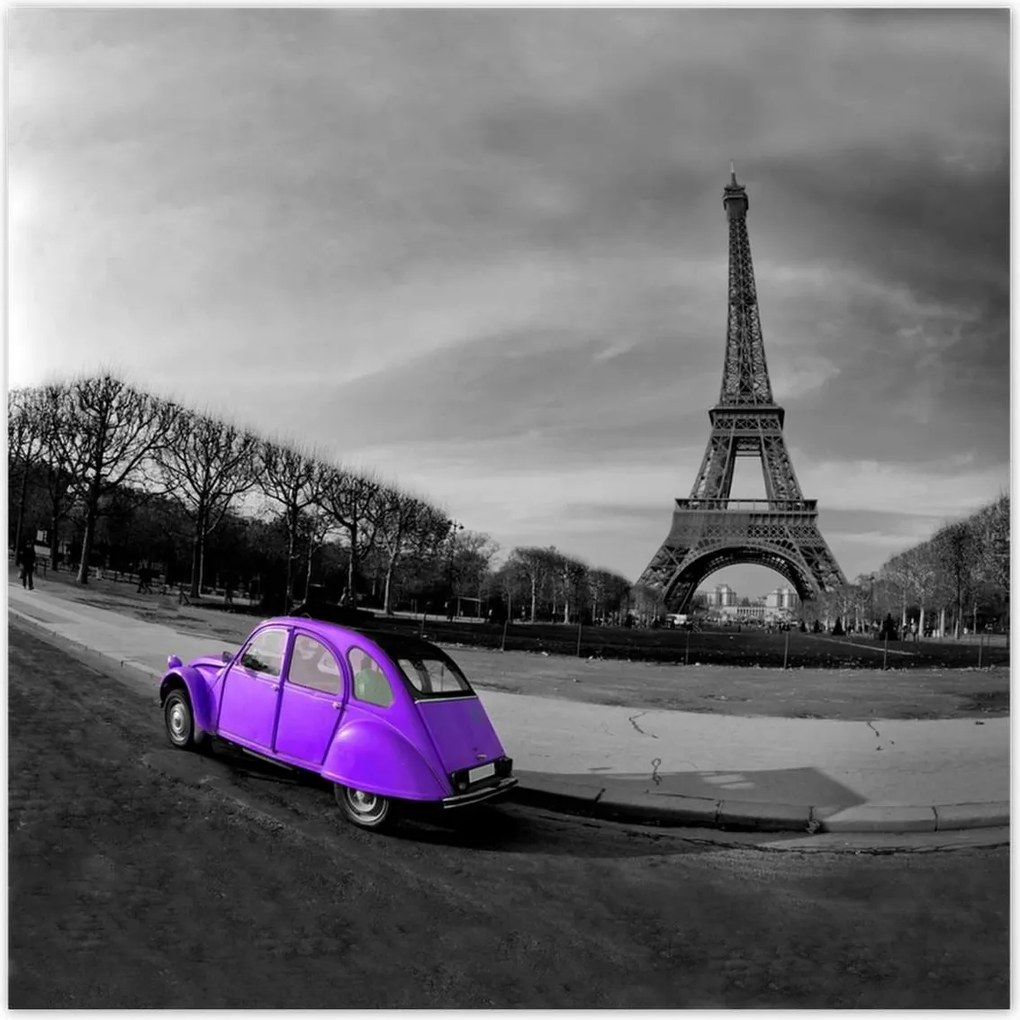 Poszterek 70x70 Lila autó Párizsban