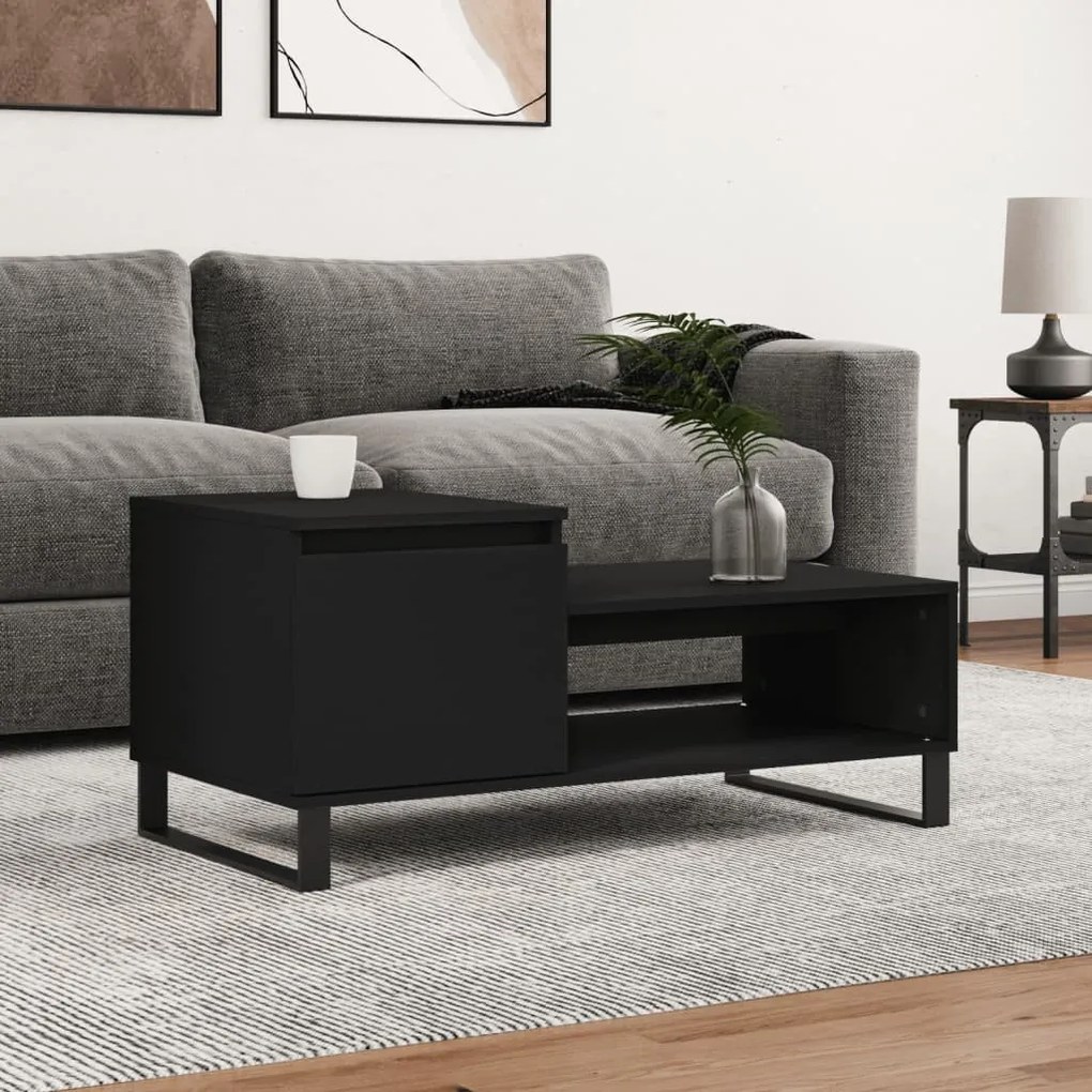 Fekete szerelt fa dohányzóasztal 100 x 50 x 45 cm