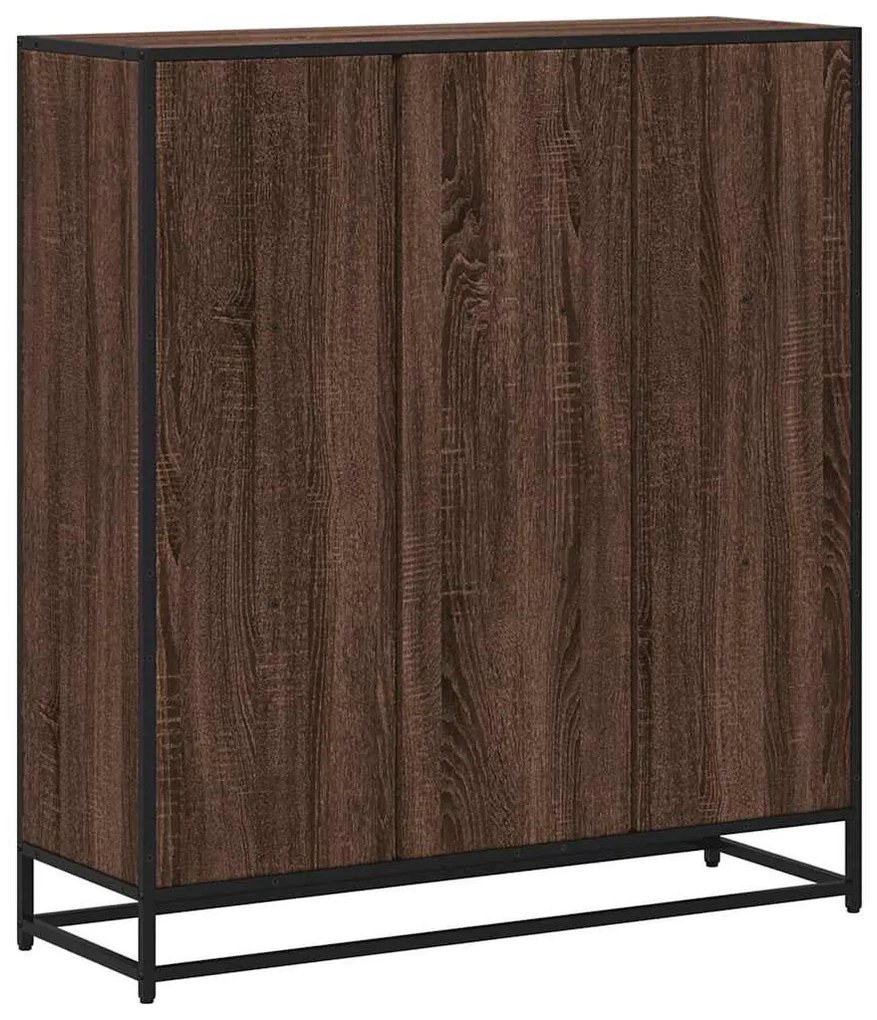barna tölgy szerelt fa és fém könyvszekrény 97,5x33x107,5 cm