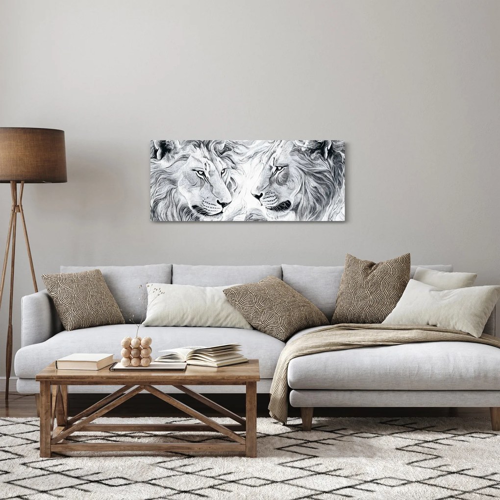 Kép - Rajzolt oroszlánfejek (120x50 cm)