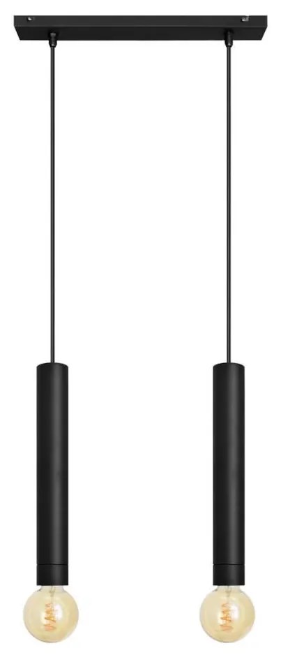 Csillár zsinóron TUBA 2xE27/15W/230V fekete