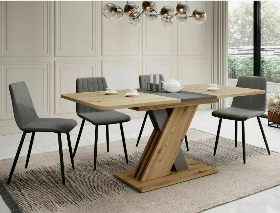 Exel kihúzható asztal tölgy/antracit 140-180cm