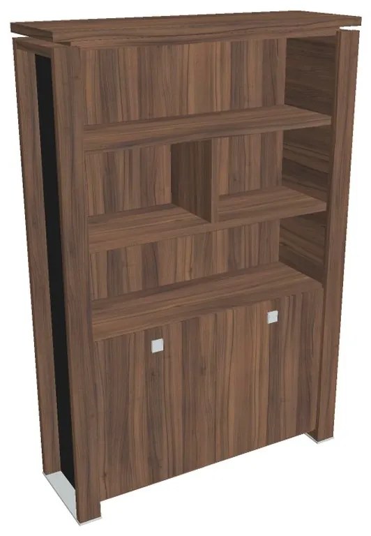 Verno+ S magas szekrény 140 x 46 x 210 cm, polccal, dió / fekete