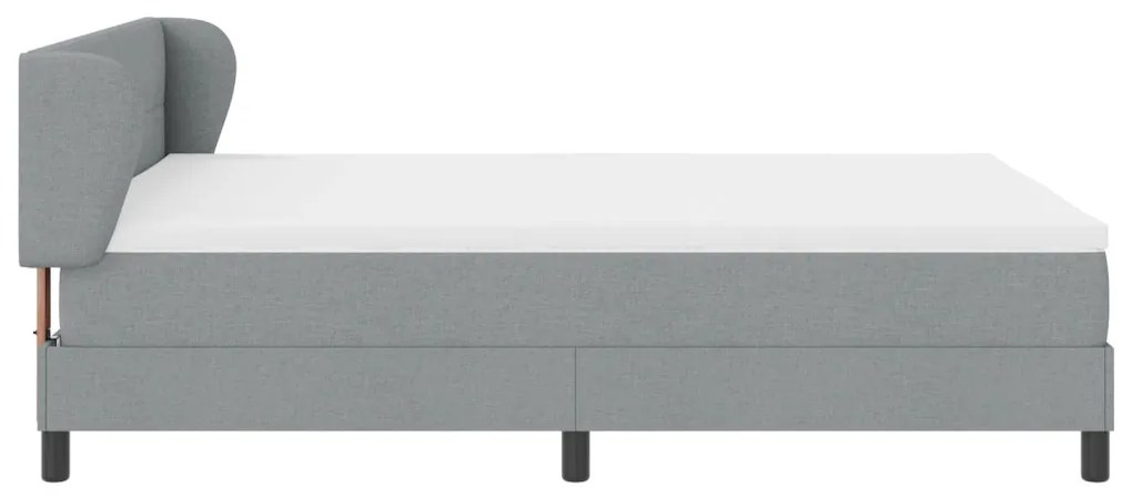 Boxspring Ágy Matrac Kivilágított Szürke 140x200 cm Szövet