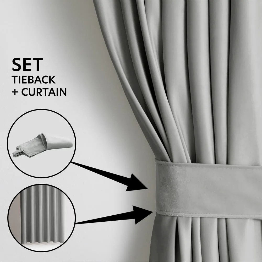 Világosszürke bársony dimout (részleges sötétítő) függöny 140x245 cm Eyelets – Restilo