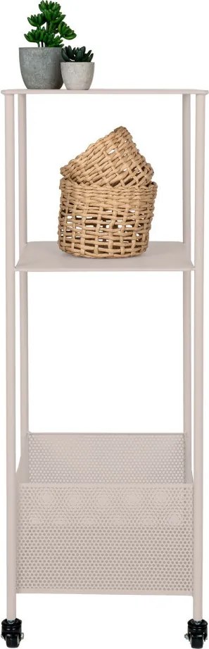 Torres acél polc kerekekkel, bézs, 3 polc 35x35x106 cm