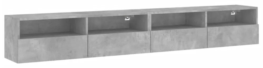 2 db betonszürke szerelt fa fali TV-szekrény 100x30x30 cm