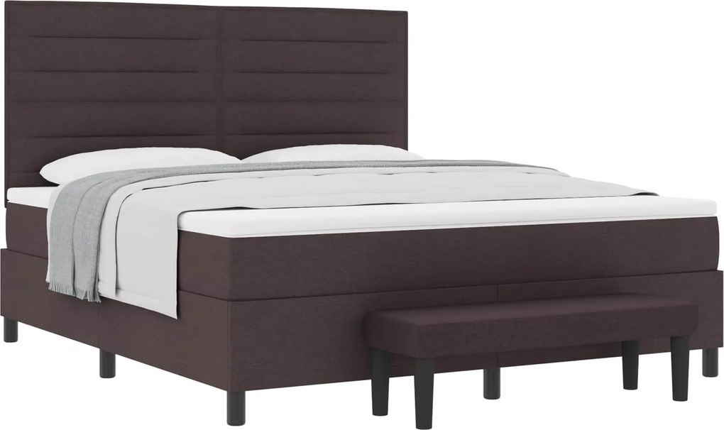 vidaXL Boxrugós ágy matracmal Sötét Barna 180 x 200 cm szövet