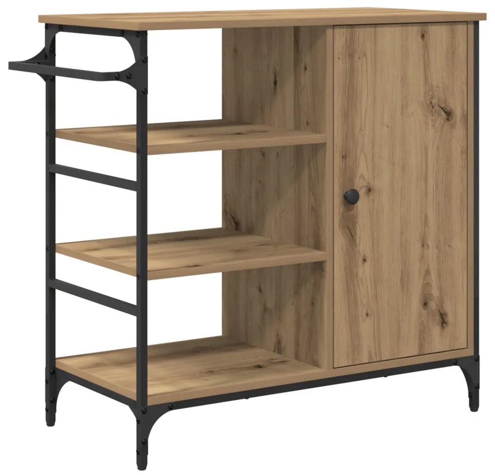 Konyhai Kocsi Tömör Tölgy 87.5x38.5x84.5 cm Szerelt Fa