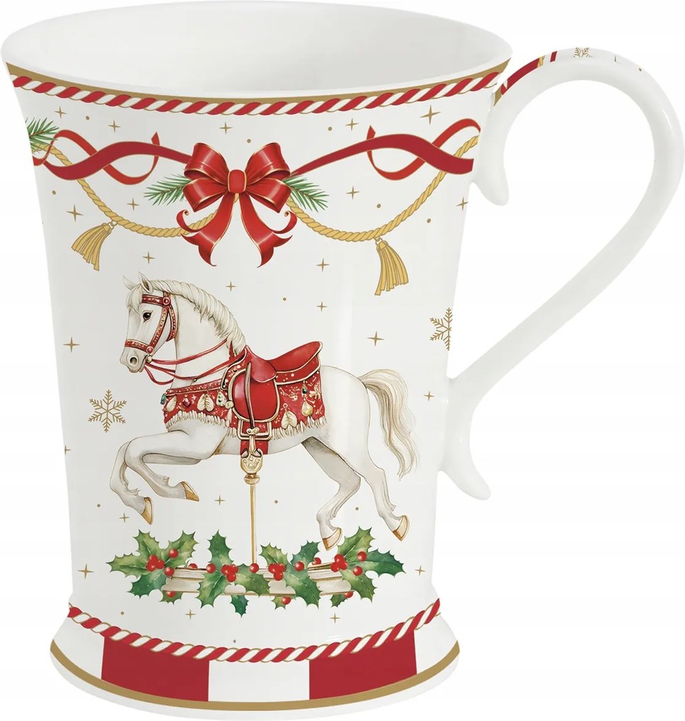 Porcelán bögre karácsonyi hintaló bögre 300ml hintaló