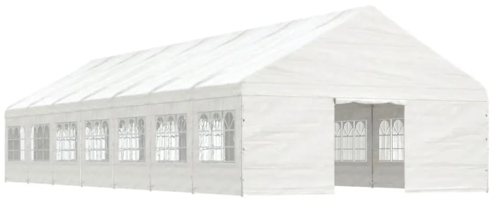 fehér polietilén pavilon tetővel 15,61 x 5,88 x 3,75 m