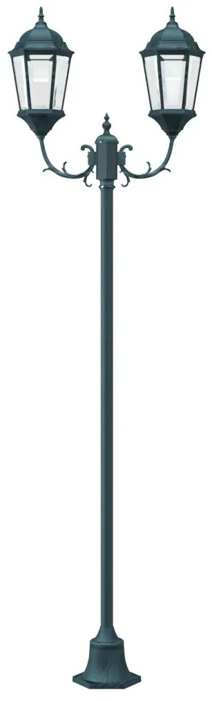Kerti lámpa oszlop 2-lámpás E27 Zöld 220 cm Alumínium