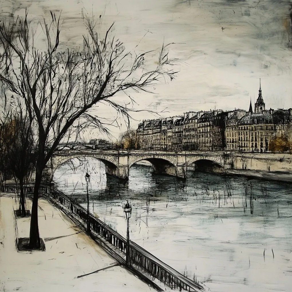 Vászonkép Canvas Város Párizs Folyó Hidak Építészet Kilátás 80x80