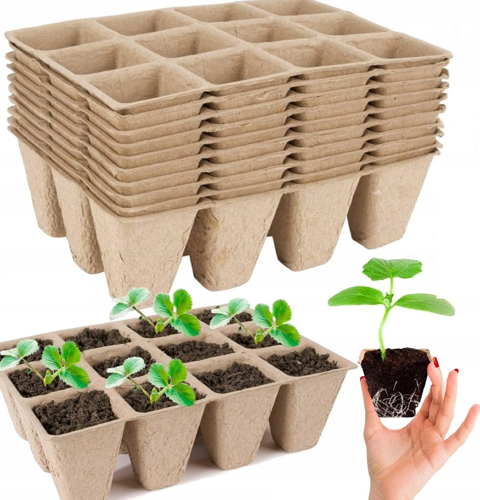 Termelő tőzeg kaspók P4 120db palántanevelő palánta biológiailag lebomló