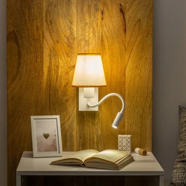 Brilagi - LED Fali lámpa NUBILA 1xE27/25W/230V +LED/3W fehér/világosbarna