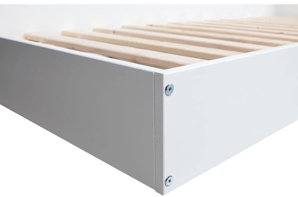 Connect fehér borovi fenyő egyszemélyes ágy, 90 x 200 cm - WOOOD
