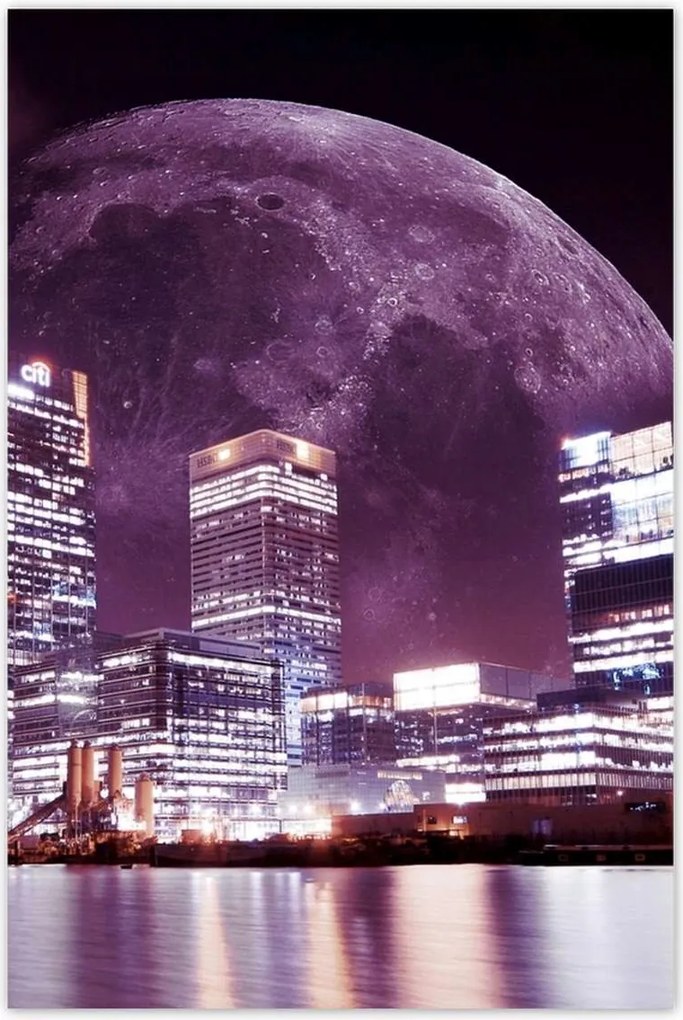 Poszterek 80x120 Lila város éjszaka