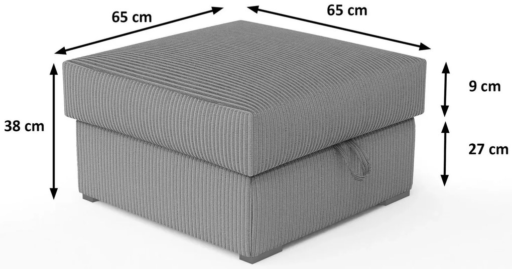 Sötétkék SMART COSARO tárolós puff, 65x65 cm