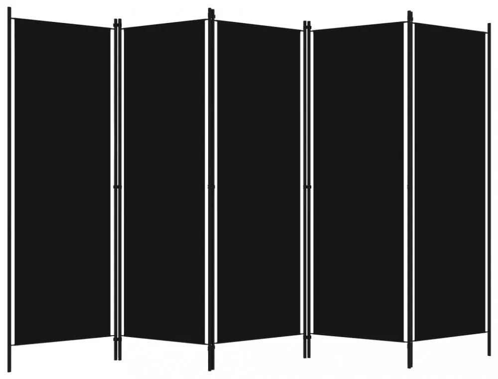 fekete 5 paneles paraván 250 x 180 cm