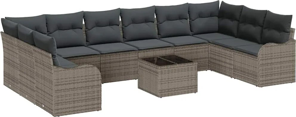 vidaXL Kerti Kanapé Szett Szürke polirattan