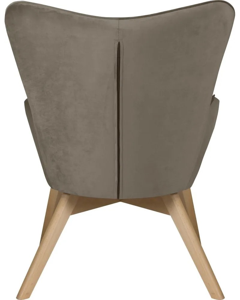 Világosbarna bársony fotel lábtartóval Niko – Ropez