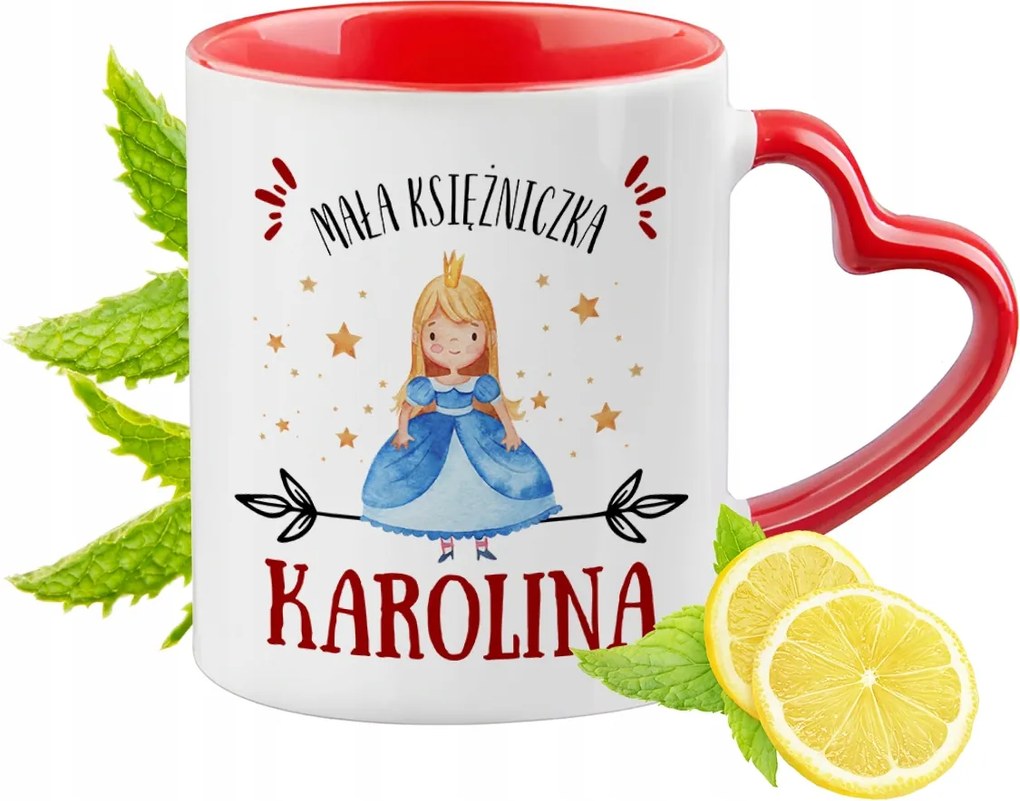 Piros bögre szív alakú füllel Karolina Ajándék