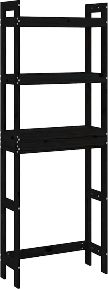 vidaXL fekete tömör fenyőfa fürdőszoba állvány 63x26x171 cm