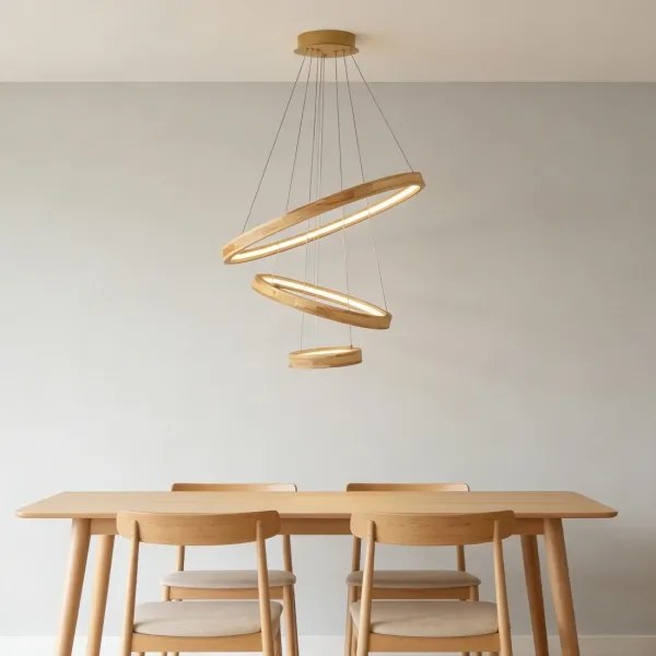 Brilagi - LED függeszték kábelen UMEA WOOD LED/45W/230V átm. 60 cm gumifa