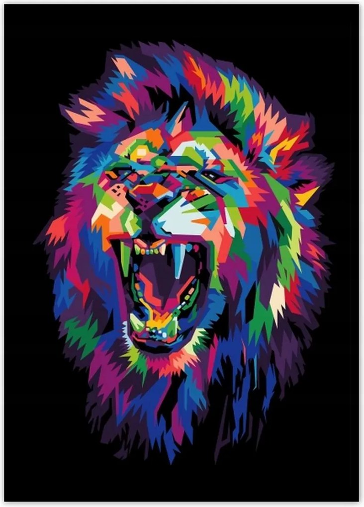 Poszterek 50x70 Színes ordító tigris