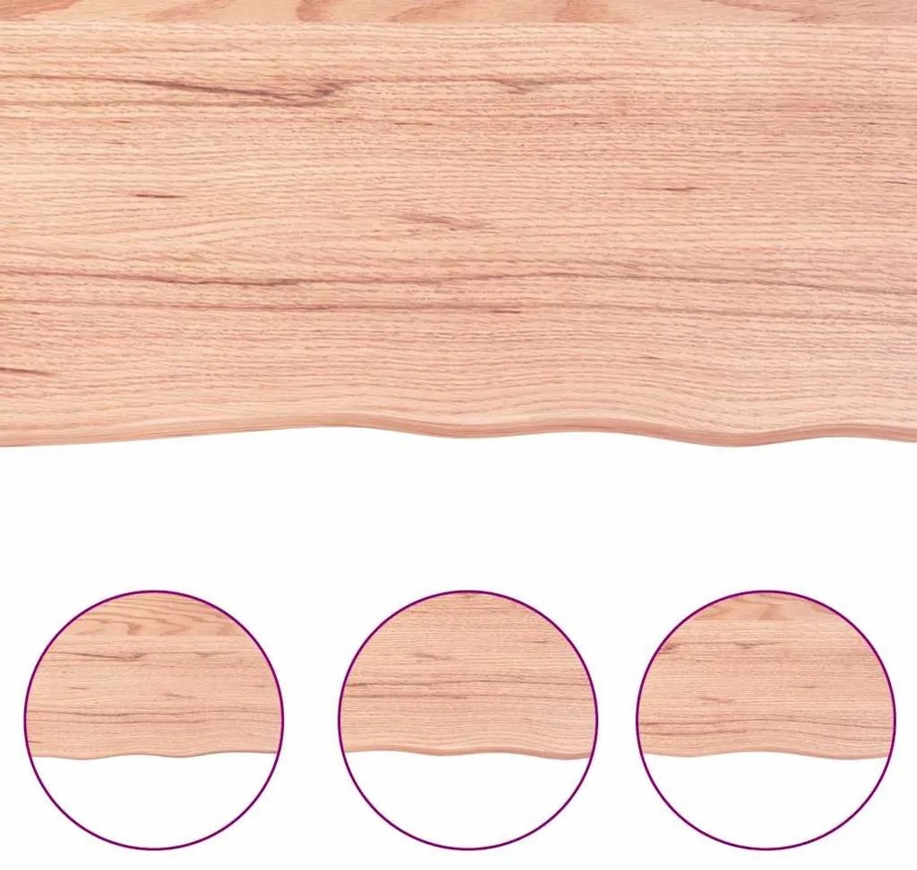 világosbarna kezelt tömör fa fürdőszobai pult 180x60x(2-4) cm