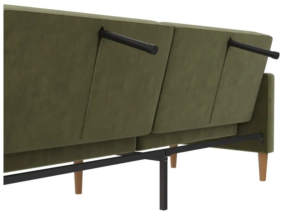 Zöld bársony kinyitható kanapé 207 cm Lilly – Støraa